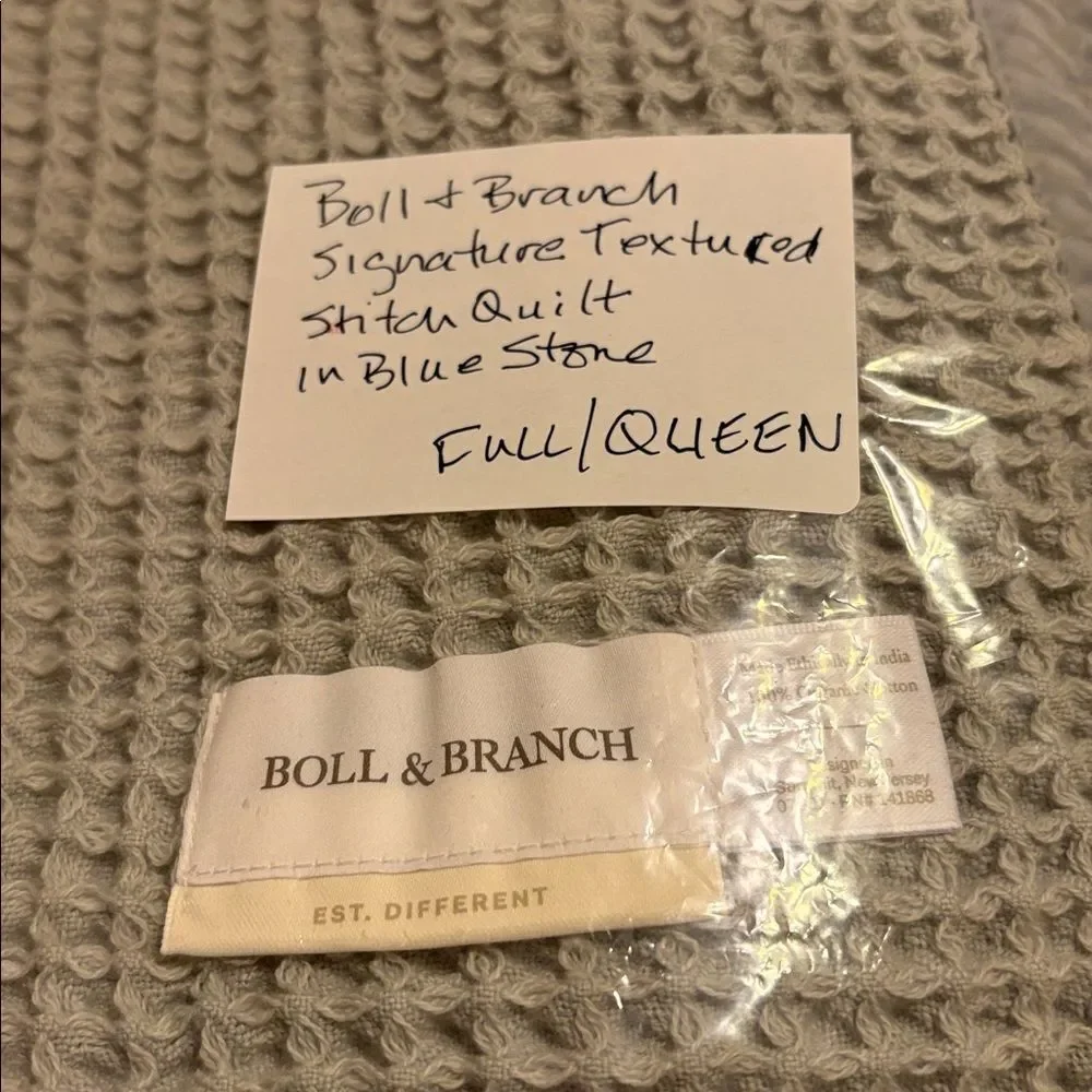 Boll & Branch Signature Textured Stitch Quilt in Bluestone $549